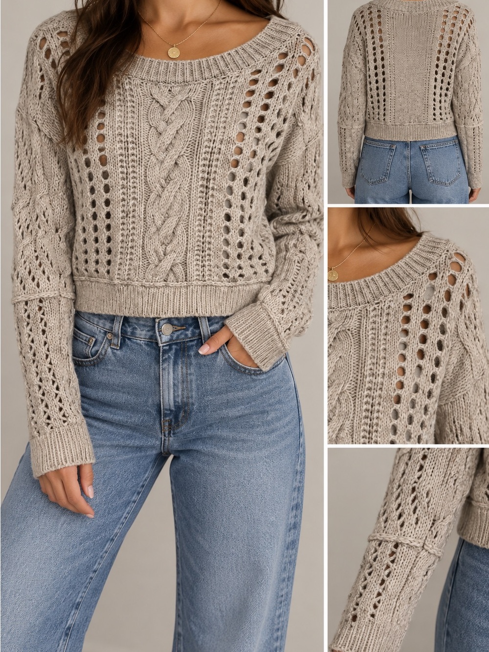 American Eagle Outfitters Cable Open Knit Wool Alpaca Sweater XS